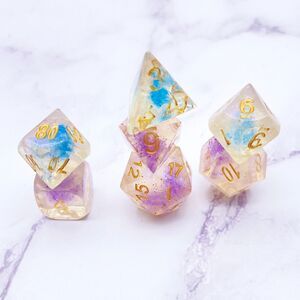 Blue and purple Smoke polyhedral DND Dice